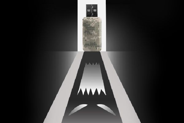 illustrated infected USB Drive