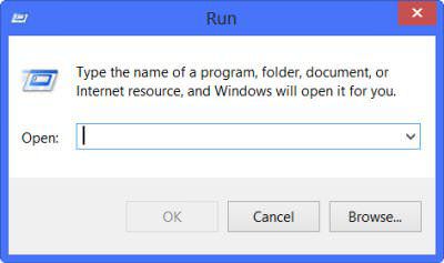 Boîte de dialogue d'exécution de Windows 8